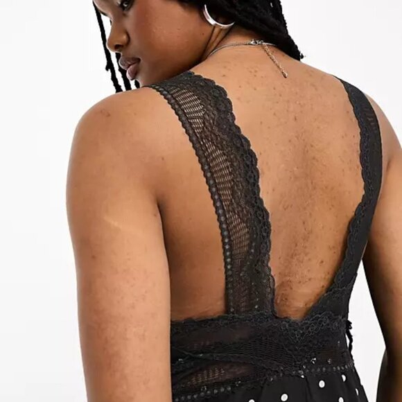 INTIMATELY FREE PEOPLE Bad For You Slip Dress ~ Black Polka Dot Print Lace L NWT - Picture 9 of 16